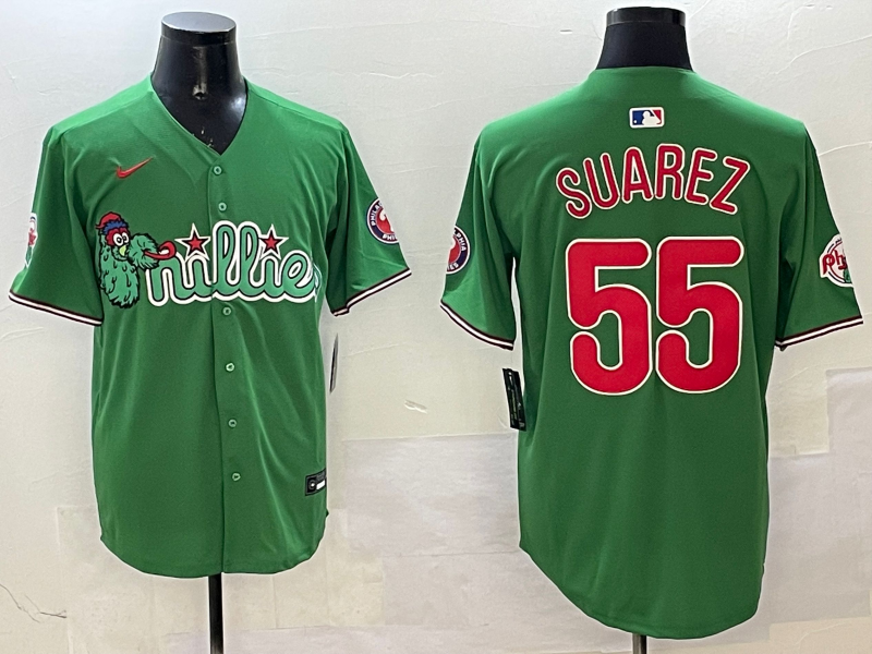 Men's Philadelphia Phillies Ranger Suarez #55 Green Team Jersey